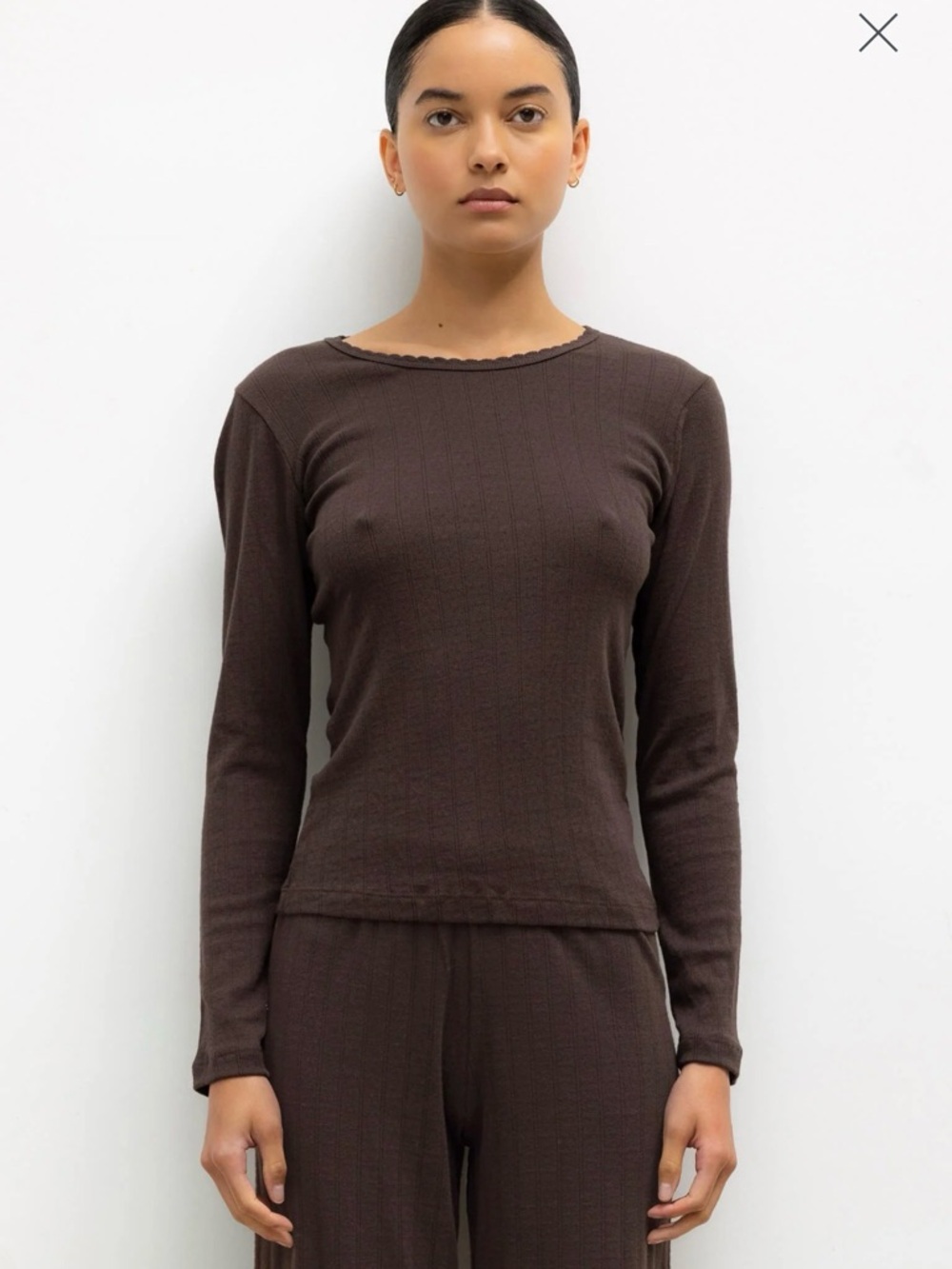 LESET Pointelle Slim Fit Long Sleeve
